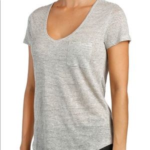 Paige Striped Pocket V Neck Shirt